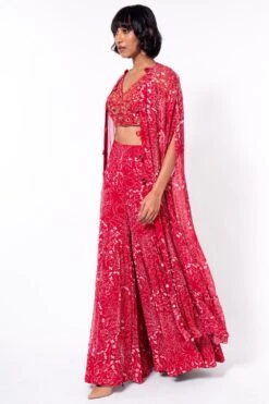 Arpita Mehta Red Printed & Embroidered Cape Set -Inca Sales Store 168am5 4