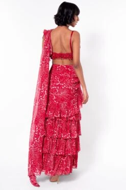 Arpita Mehta Red Printed & Embroidered Sari Set -Inca Sales Store 168am7 5
