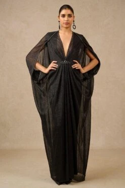 Tarun Tahiliani Black Embellished Kaftan Style Dress