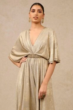 Tarun Tahiliani Oyster Flared Jumpsuit 8 Tarun Tahiliani Oyster Flared Jumpsuit -Inca Sales Store 16923tt15 3