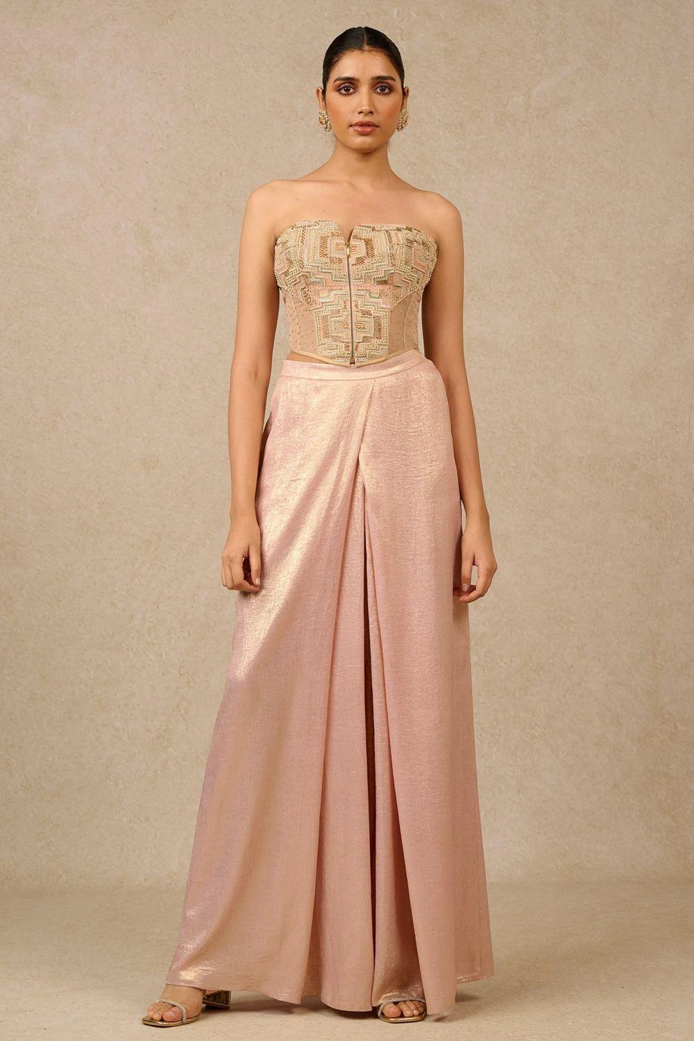 Tarun Tahiliani Blush Sequin Embellished Corset With Pants 3 Tarun Tahiliani Blush Sequin Embellished Corset With Pants