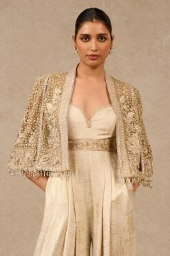 Tarun Tahiliani Gold Gara Embroidered Cape & Jumpsuit Set 8 Tarun Tahiliani Gold Gara Embroidered Cape & Jumpsuit Set -Inca Sales Store 16923tt38 3