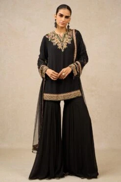 Tarun Tahiliani Black Gara Work Sharara Set