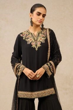 Tarun Tahiliani Black Gara Work Sharara Set -Inca Sales Store 16923tt48 3