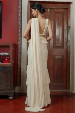 Arpita Mehta Ivory Tiered Sari Set -Inca Sales Store 1702am06 3