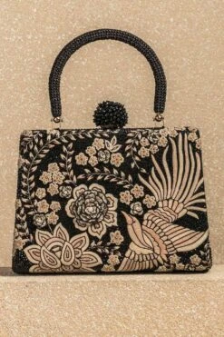Tarun Tahiliani Accessories Black Gara Embroidered Bag