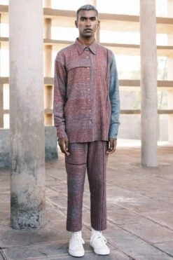 Urvashi Kaur Men Brick Kantha Embellished Co-ord Set