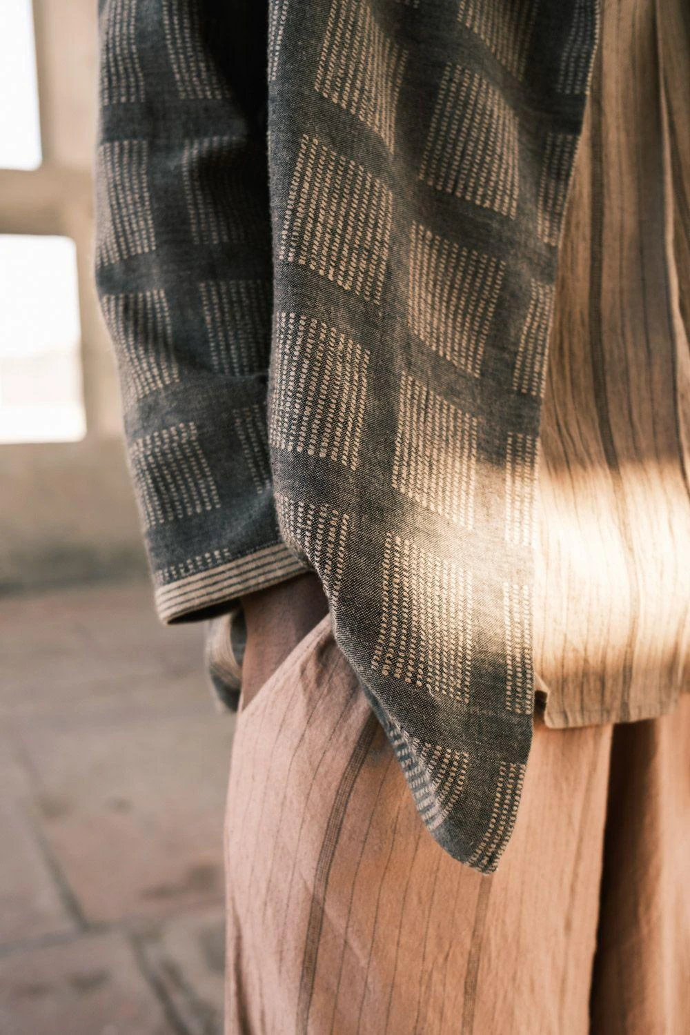 Urvashi Kaur Men Nude Double Sleeve Co-ord Set 4 Urvashi Kaur Men Nude Double Sleeve Co-ord Set - Image 2