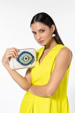 Nomada Ecru Evil Eye Talisman Clutch -Inca Sales Store 1711nom2 2