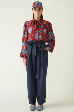 Payal Pratap Red Tinjinl Botanical Print Top