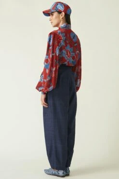 Payal Pratap Red Tinjinl Botanical Print Top -Inca Sales Store 1711pp13 5