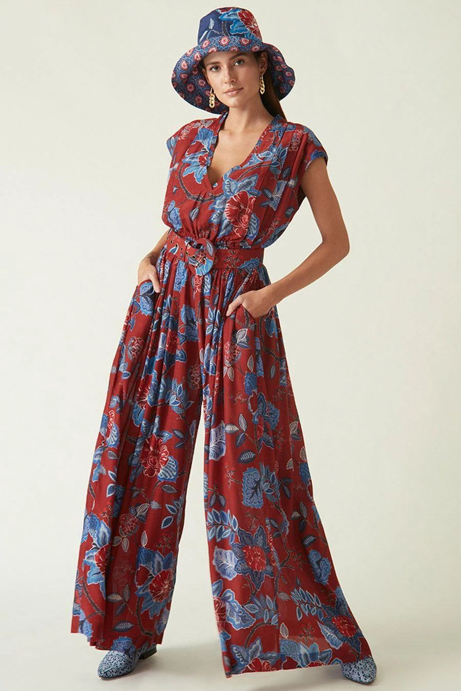 Payal Pratap Red & Navy Bali Printed Jumpsuit 4 Payal Pratap Red & Navy Bali Printed Jumpsuit - Image 2