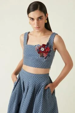 Payal Pratap Navy Lusi Quilted Top -Inca Sales Store 1711pp25 3