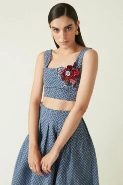 Payal Pratap Navy Lusi Quilted Top -Inca Sales Store 1711pp25 4