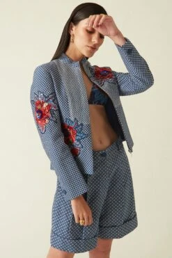 Payal Pratap Navy Sissa Quilted Shorts -Inca Sales Store 1711pp27 4