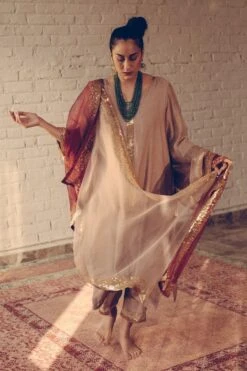 Sarang Kaur Grey Nizam Stole -Inca Sales Store 1712sk10 3