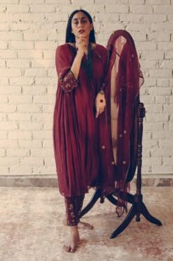 Sarang Kaur Maroon Nizam Stole -Inca Sales Store 1712sk18 6