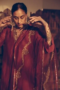 Sarang Kaur Maroon Karuna Stole -Inca Sales Store 1712sk22 4