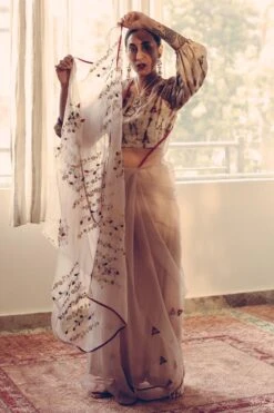 Sarang Kaur Grey Ranjeet Sari -Inca Sales Store 1712sk25 4