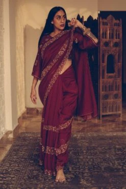 Sarang Kaur Maroon Nizam Sari -Inca Sales Store 1712sk27 3