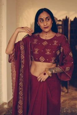 Sarang Kaur Maroon Nizam Sari -Inca Sales Store 1712sk27 4