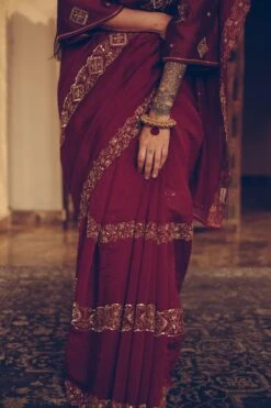 Sarang Kaur Maroon Nizam Sari -Inca Sales Store 1712sk27 5