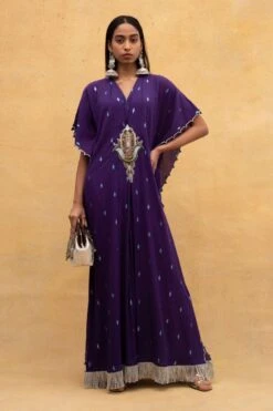 Heirloom By Rara Avis Violet Hamsa Motif Kaftan