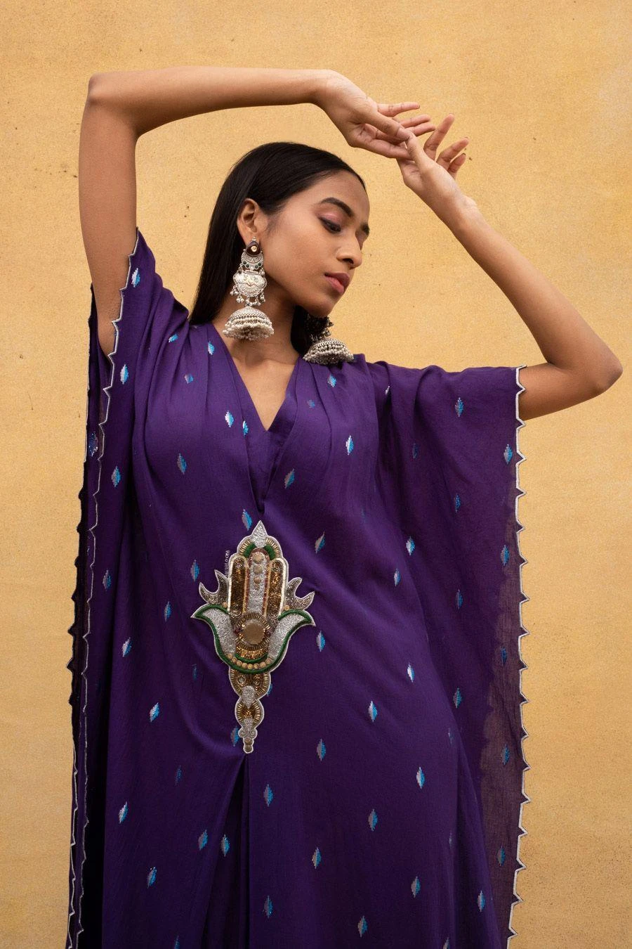 Heirloom By Rara Avis Violet Hamsa Motif Kaftan 6 Heirloom By Rara Avis Violet Hamsa Motif Kaftan - Image 4