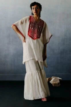 Avacara White Patchwork Sharara Set