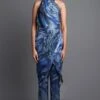 Amit Aggarwal Marbled Draped Aqua Jumpsuit -Inca Sales Store 172ag17 1