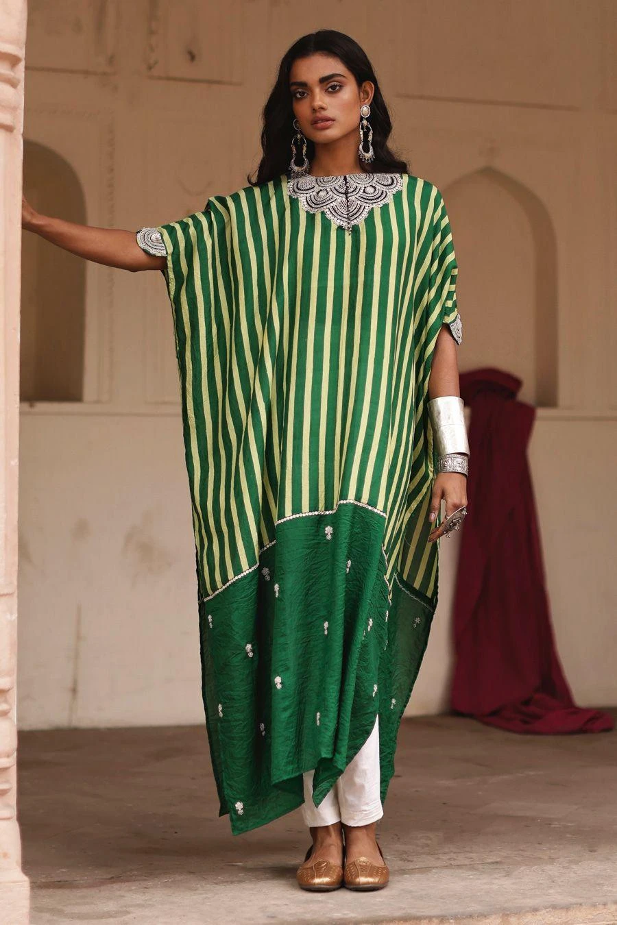 Avacara Parcha Green Kaftan Set 3 Avacara Parcha Green Kaftan Set