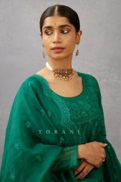 Torani Green Aari Embroidered Dupatta -Inca Sales Store 172tor17 3