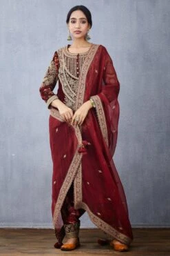 Torani Red Hand Embroidered Kurta Set