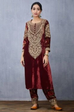 Torani Red Hand Embroidered Kurta Set 11 Torani Red Hand Embroidered Kurta Set -Inca Sales Store 172tor31 4