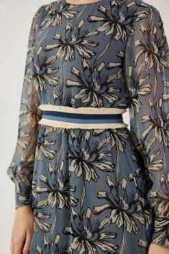 KoAi Blue And Cream Floral Midi Dress -Inca Sales Store 17523ko1 3