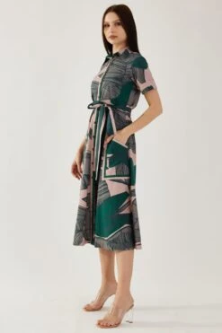 KoAi Beige And Green Floral Shirt Dress -Inca Sales Store 17723koia18 3 1