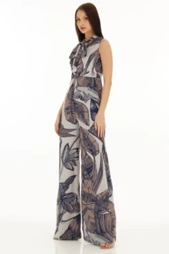 KoAi Brown And Cream Floral Bow Tie Jumpsuit -Inca Sales Store 17723koia22 4