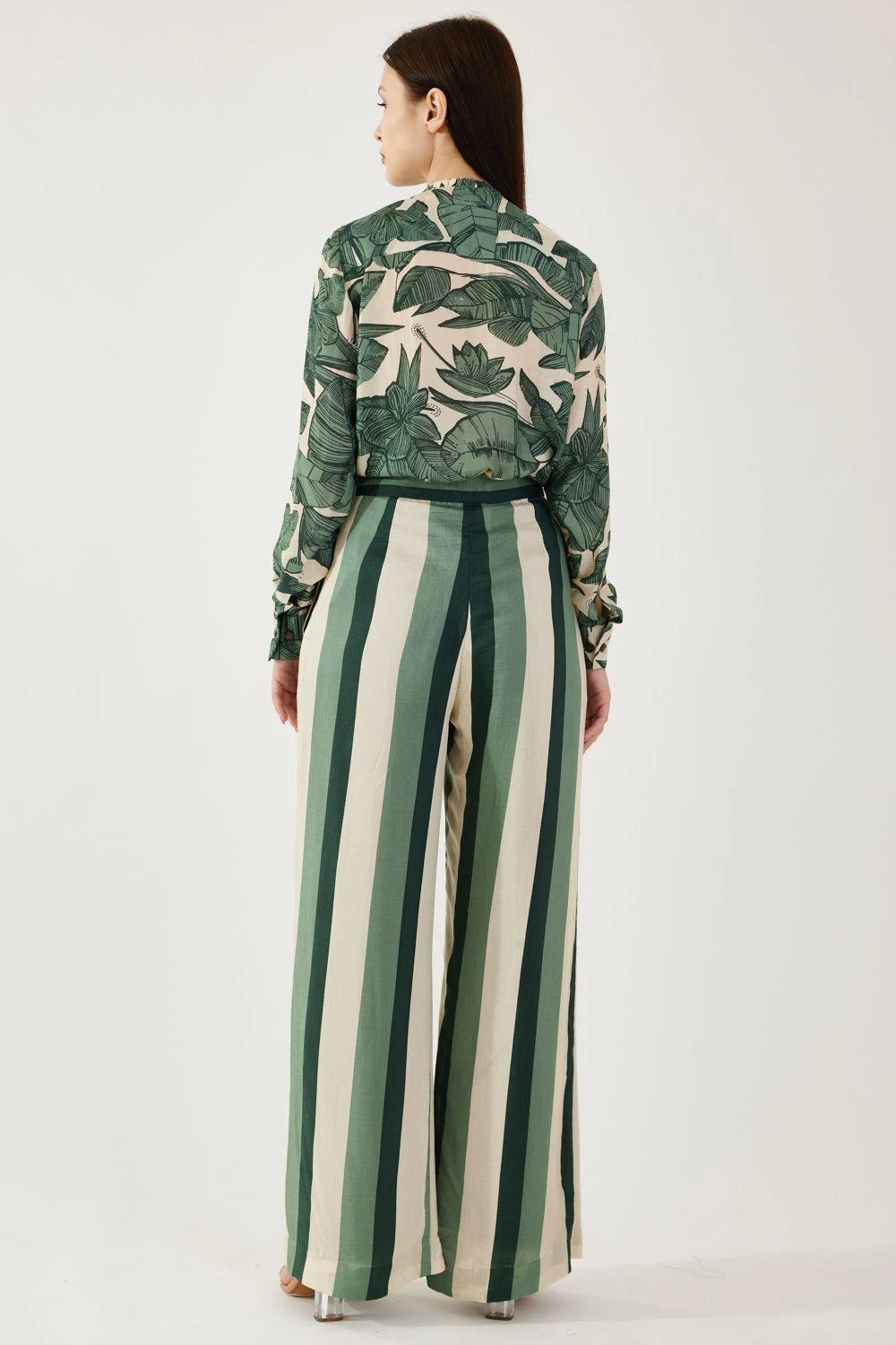 KoAi Cream & Olive Floral Frill Collar Shirt 8 KoAi Cream & Olive Floral Frill Collar Shirt - Image 6