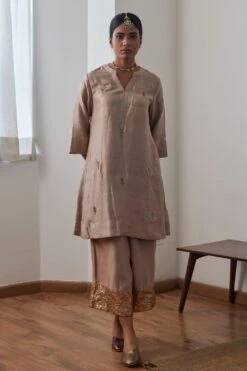 Shorshe Gold Zardosi Embroidered Kurta Set