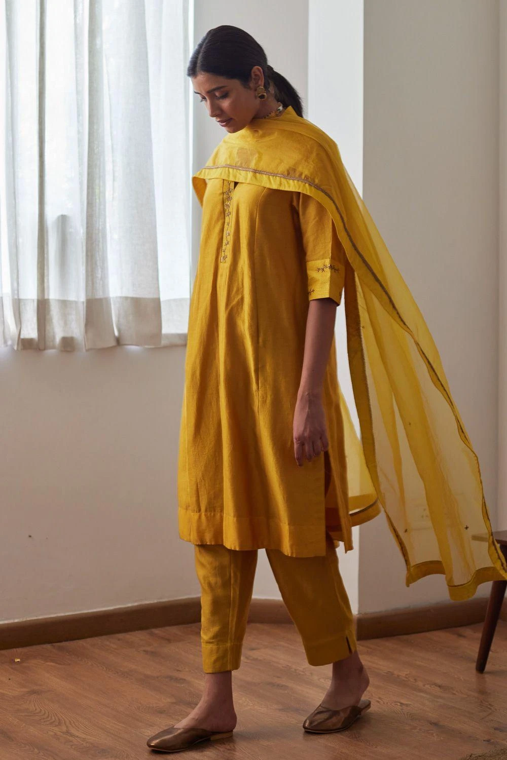 Shorshe Yellow Hand Embellished Dupatta 3 Shorshe Yellow Hand Embellished Dupatta