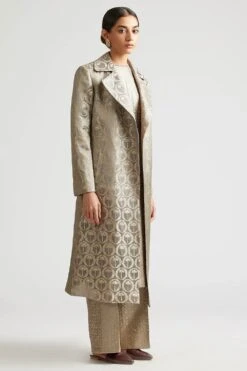 Kshitij Jalori Tahiti Shadow Kurta Set With Grey Brocade Jacket -Inca Sales Store 18015 20103 19202g 2