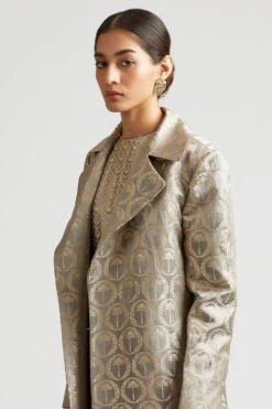 Kshitij Jalori Tahiti Shadow Kurta Set With Grey Brocade Jacket -Inca Sales Store 18015 20103 19202g 4