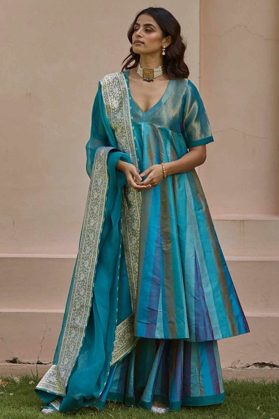 OhFab Aqua Varsha Odhni 3 OhFab Aqua Varsha Odhni