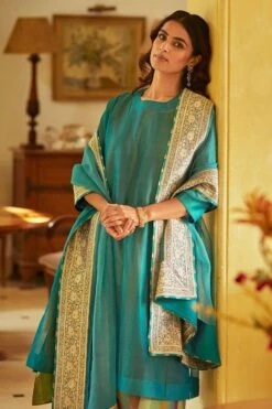 OhFab Aqua Varsha Odhni 8 OhFab Aqua Varsha Odhni -Inca Sales Store 1802ohm12 3