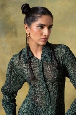 Dhruv Kapoor Green Buttoned Down Dress -Inca Sales Store 18042023dk01 4