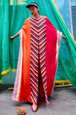 SVA Orange Front Open Kaftan Set 8 SVA Orange Front Open Kaftan Set -Inca Sales Store 18042023sa02 2