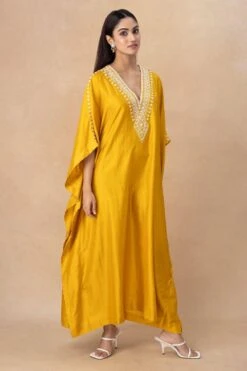 Divyam Mehta Yellow Embellished Kaftan -Inca Sales Store 180723dm26 2