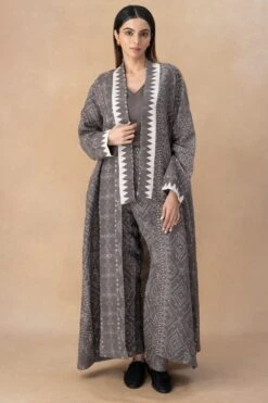 Divyam Mehta Grey Block Printed Cape Set