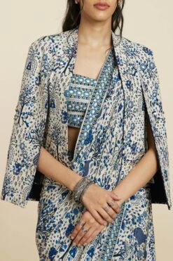 SVA Safar Blue Noor Embellished Jacket Sari Set -Inca Sales Store 181123sva100 6