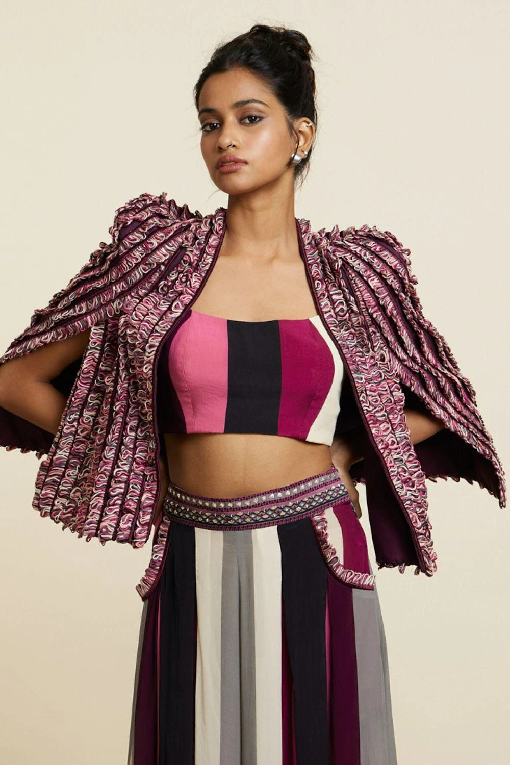 SVA Merlot Textured & Embellished Noor Jacket 4 SVA Merlot Textured & Embellished Noor Jacket - Image 2